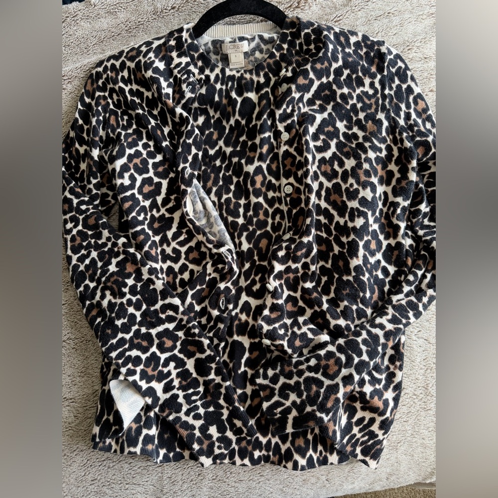 JCrew Factory 3 Piece bundle leopard print cardigan, short sleeve, and shell